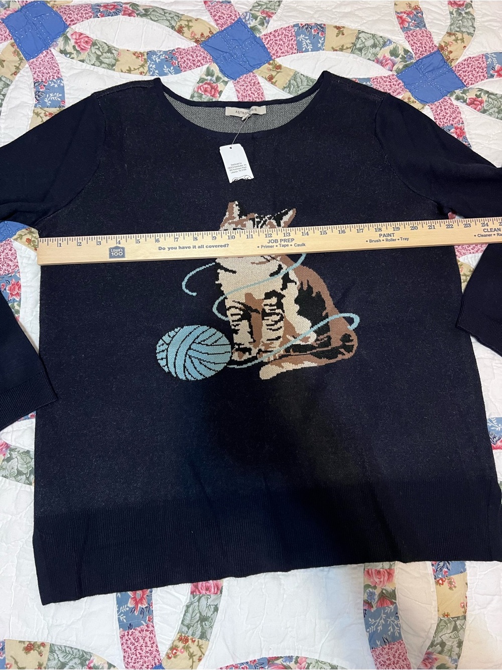 Astrologie Cat Yarn Knit Sweater Navy Blue NWT Size Large - Picture 8 of 9
